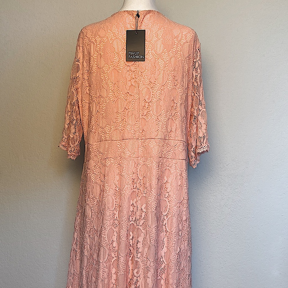 Peach Lace Elegant Dress by Pinup - Picture 5 of 7